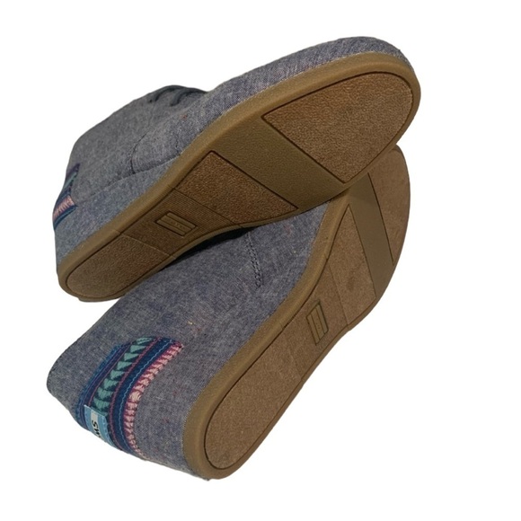 🌺TOMS Cotton Linen Boho Wedge Booties in Blue/Gray Size 5.5🌺 - Picture 4 of 6